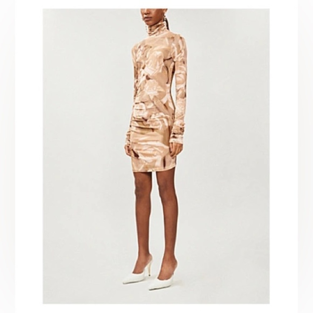 FENTY Floral-Print Turtleneck Stretch-Jersey Mini Dress